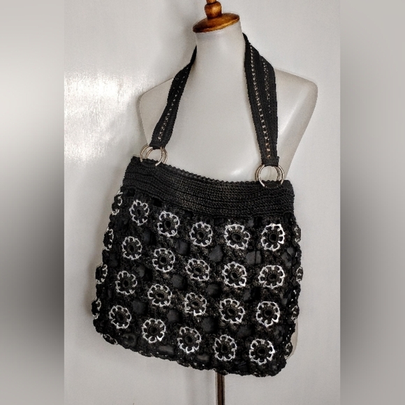VINTAGE HAND CROCHETED POP TOP TOTE - Picture 5 of 11